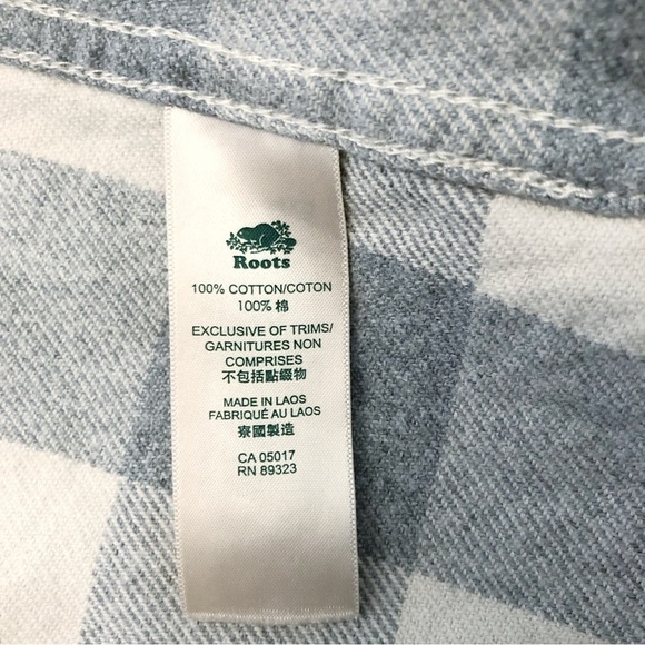 Roots Plaid Thick Casual Blue Long Sleeves Button Down Shirt Sweater Sweatshirt. - Picture 16 of 16